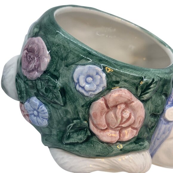 Vintage Fitz & Floyd 1992 Sleeping White Rabbit Bunny Bloomers Lidded Candy Dish - Picture 6 of 12